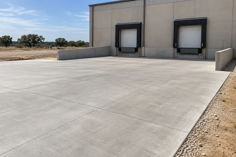 Commercial Concrete in Abbott, TX, example photo: new concrete drive aisle and loading area at a commercial building