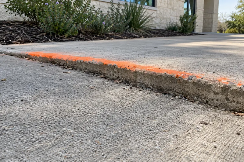 Commercial Concrete Repair in Waco, TX, example photo: trip-hazard joint marked with paint on a commercial walkway