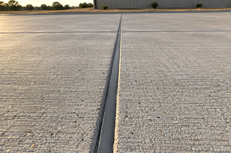 Concrete Parking Lots in China Spring, TX, example photo: saw-cut joint in a concrete parking lot filled with fresh sealant