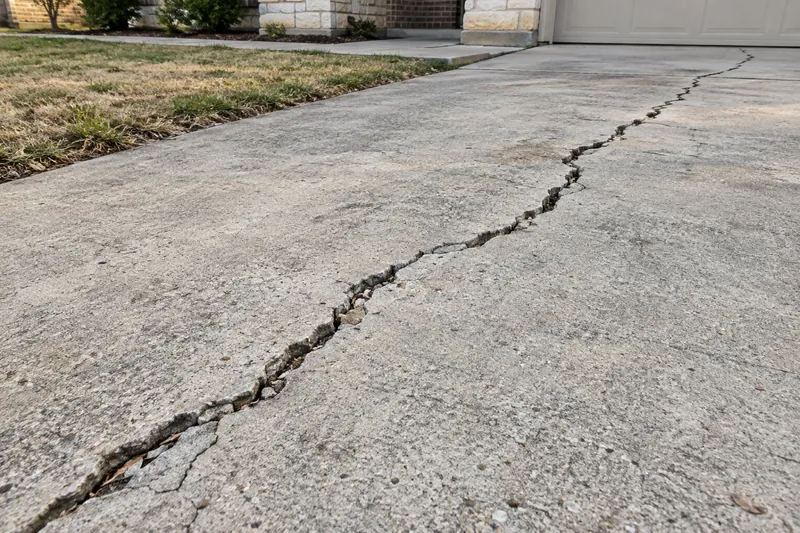 Concrete Repair in Waco, TX, example photo: wide crack running across a concrete slab