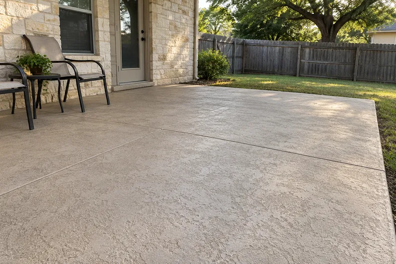Concrete Resurfacing in Beverly Hills, TX, example photo: spray-knockdown overlay on a patio