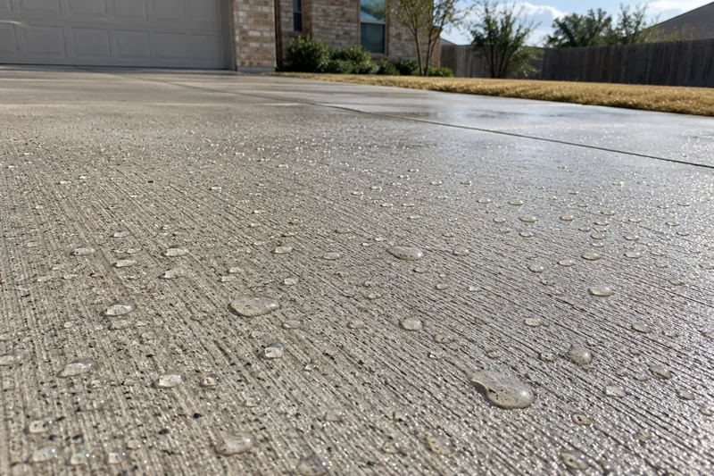 Concrete Resurfacing in McGregor, TX, example photo: water beading on a sealed concrete driveway