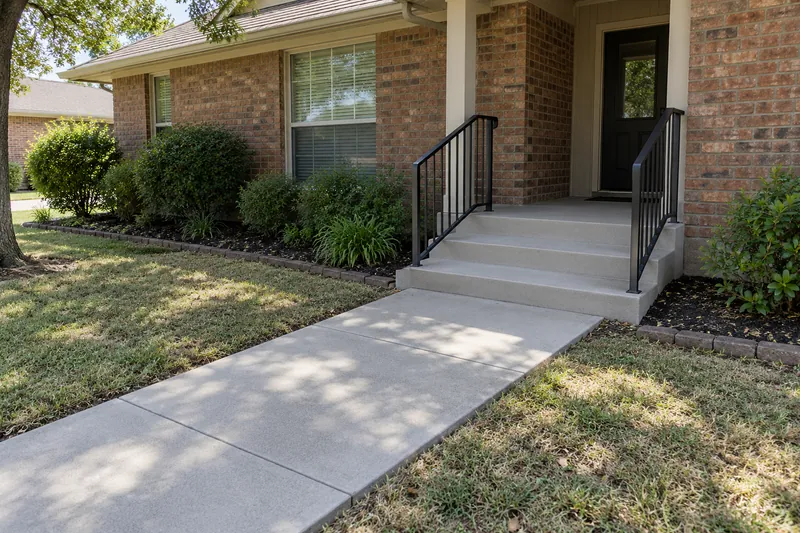 Concrete Resurfacing in Robinson, TX, example photo: newly resurfaced front walk and steps