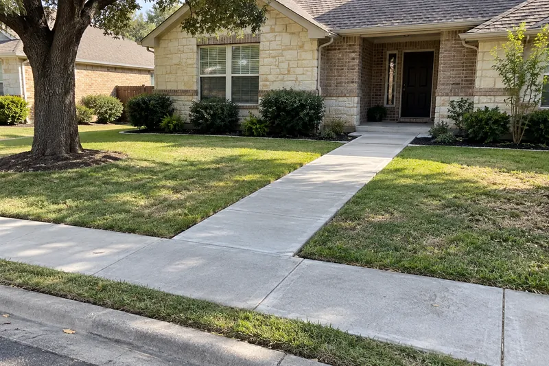 Concrete Sidewalks in Abbott, TX, example photo: concrete walkway from the street sidewalk to a front door