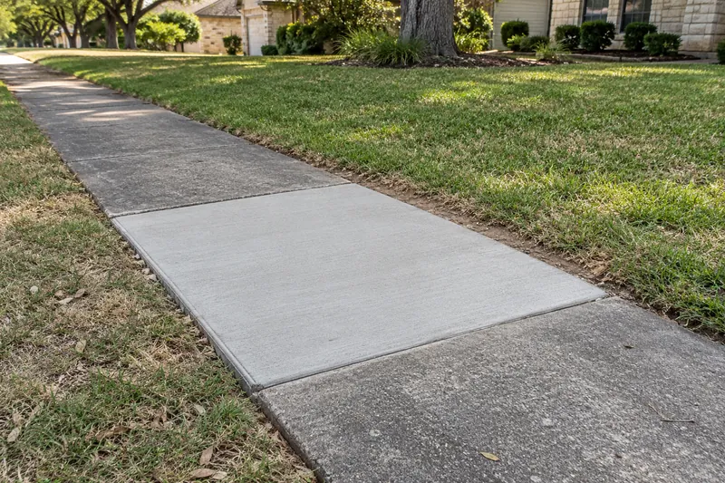 Concrete Sidewalks in Moody, TX, example photo: a newly replaced sidewalk panel between older, darker panels