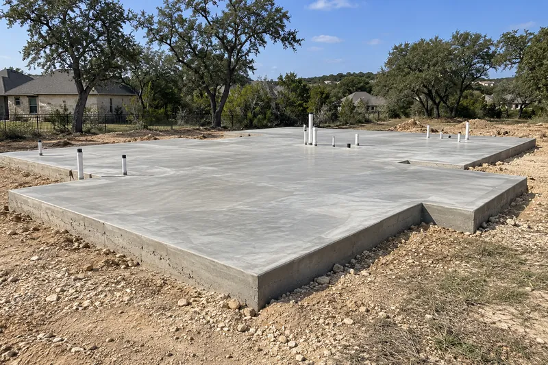 Concrete Slabs in Waco, TX, example photo: finished new-home foundation slab ready for framing